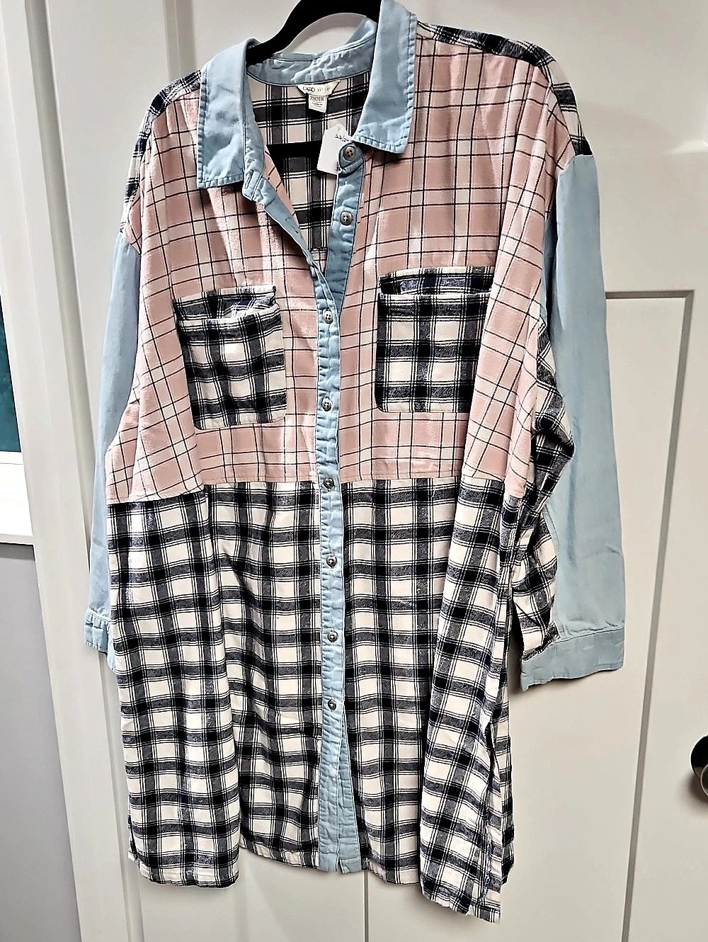 Cato Plaid Button Down Shirt Pink & Blue